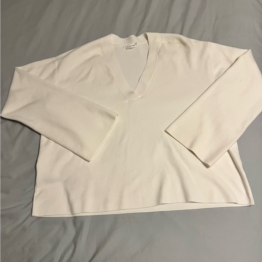 Good American White V-Neck Sweater